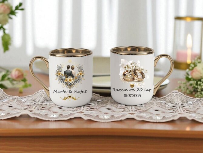 Kubek ślubny , na rocznicę piękno i elegancja