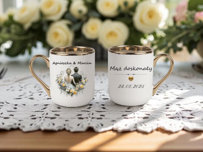 Kubek ślubny , na rocznicę piękno i elegancja